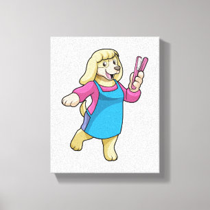 Hunde als Friseur mit Kamm Leinwanddruck