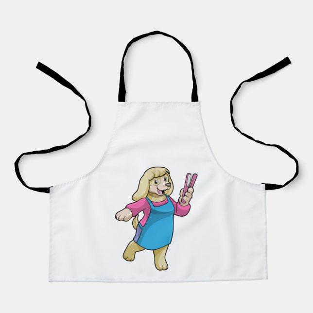 Hunde als Friseur mit Kamm Schürze (Vorderseite)