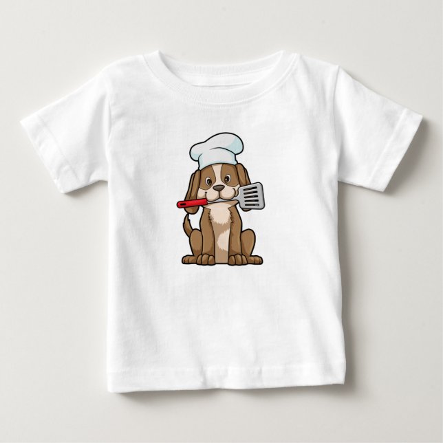 Hunde als Koch mit Koch Hut & Spatula Baby T-shirt (Vorderseite)