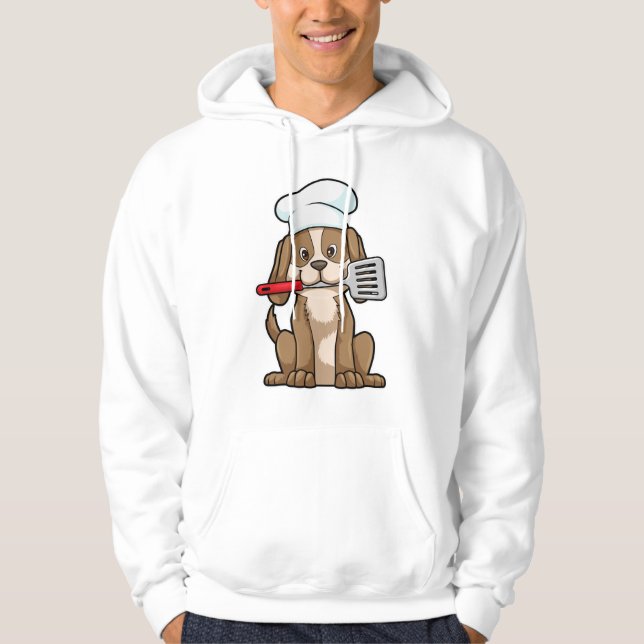 Hunde als Koch mit Koch Hut & Spatula Hoodie (Vorderseite)