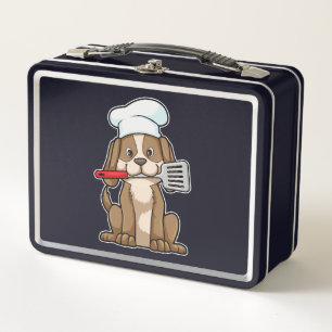 Hunde als Koch mit Koch Hut & Spatula Metall Brotdose