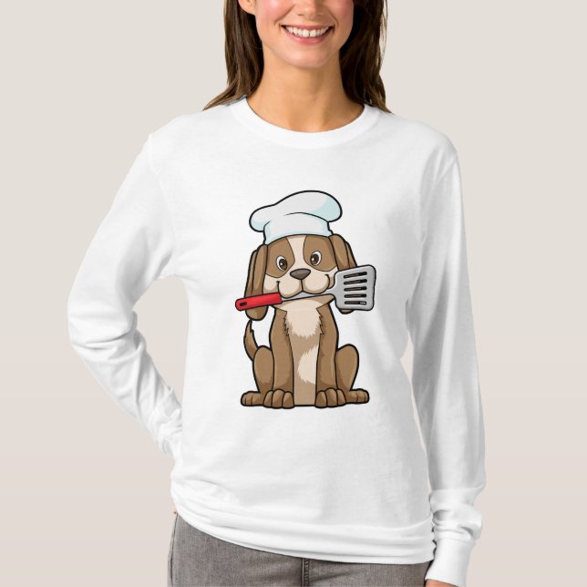Hunde als Koch mit Koch Hut & Spatula T-Shirt (Vorderseite)