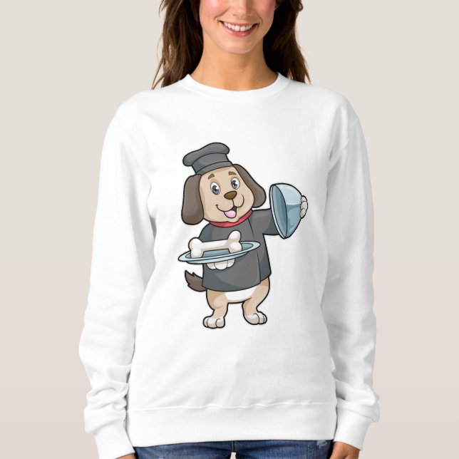 Hunde als Koch mit Platter & Knochen Sweatshirt (Vorderseite)