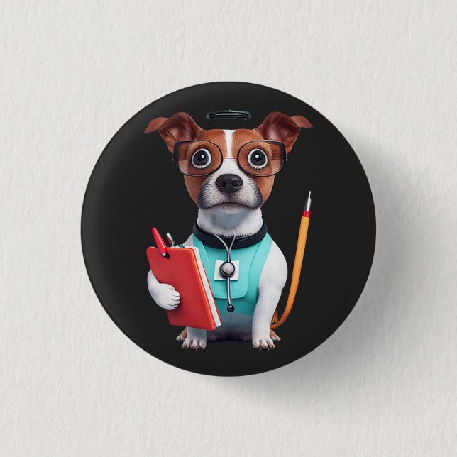 Hunde als Krankenschwester, Hunde tragen Krankensc Button (Vorderseite)