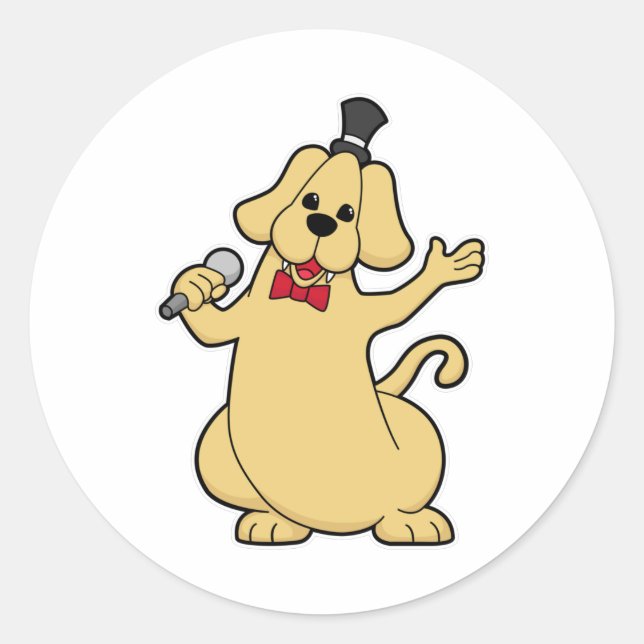 Hunde als Sänger mit Mikrofon Runder Aufkleber (Vorderseite)