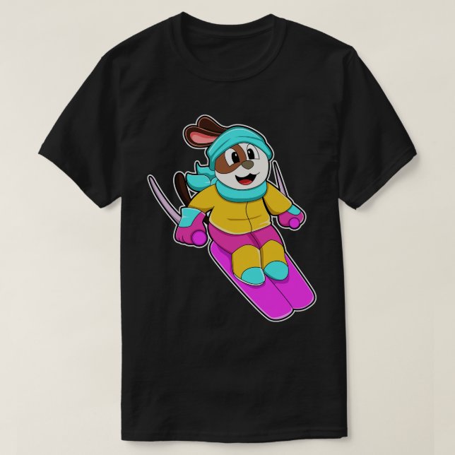 Hunde als Skifahrer mit Skierpass T-Shirt (Design vorne)