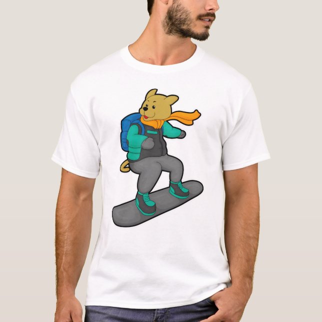 Hunde als Snowboarder mit Snowboard & Backpack T-Shirt (Vorderseite)