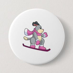 Hunde als Snowboarder mit Sonowboard Button