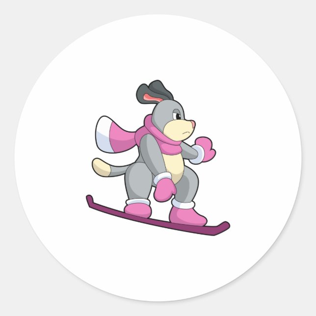 Hunde als Snowboarder mit Sonowboard Runder Aufkleber (Vorderseite)