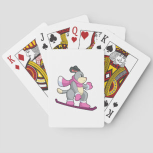 Hunde als Snowboarder mit Sonowboard Spielkarten