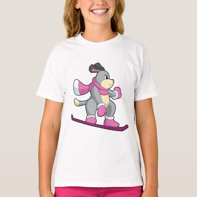 Hunde als Snowboarder mit Sonowboard T-Shirt (Vorderseite)