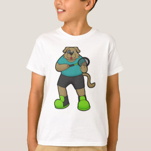 Hunde als Tennisspieler mit Tennisschläger T-Shirt