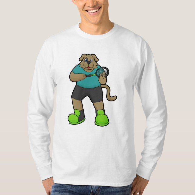 Hunde als Tennisspieler mit Tennisschläger T-Shirt (Vorderseite)