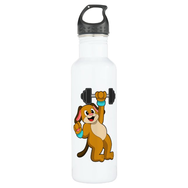 Hunde am Krafttraining mit Dumbell Edelstahlflasche (Vorderseite)