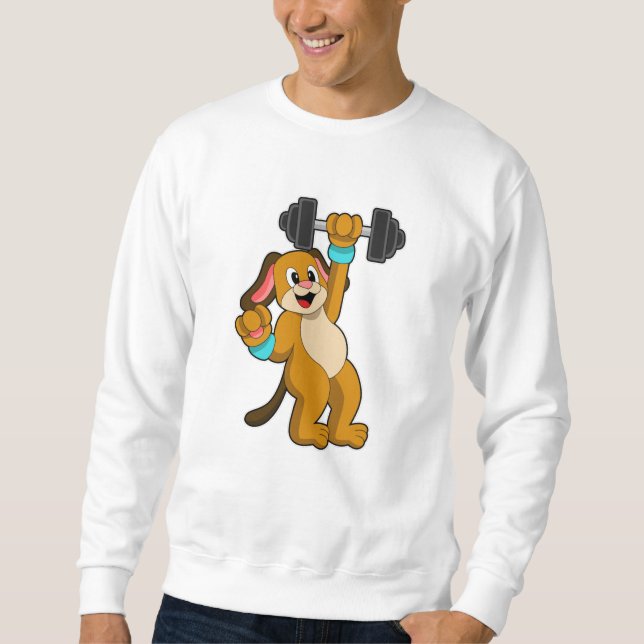 Hunde am Krafttraining mit Dumbell Sweatshirt (Vorderseite)