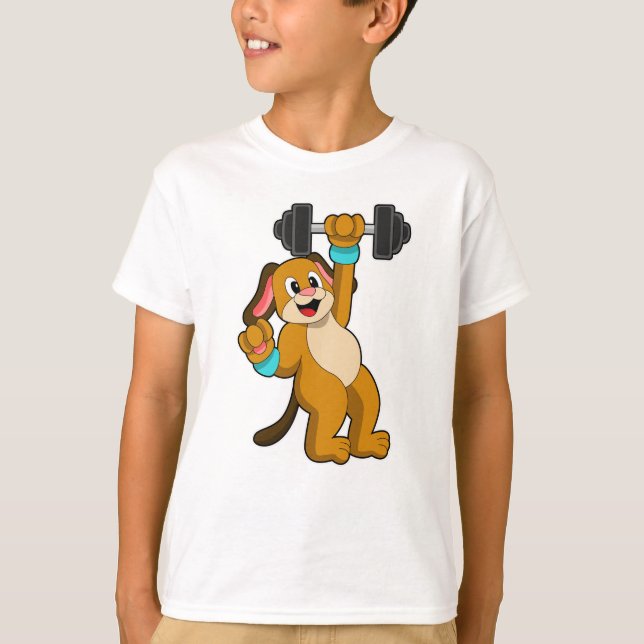 Hunde am Krafttraining mit Dumbell T-Shirt (Vorderseite)