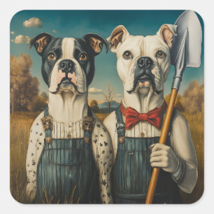 Hunde Ameriana Portrait Quadratischer Aufkleber
