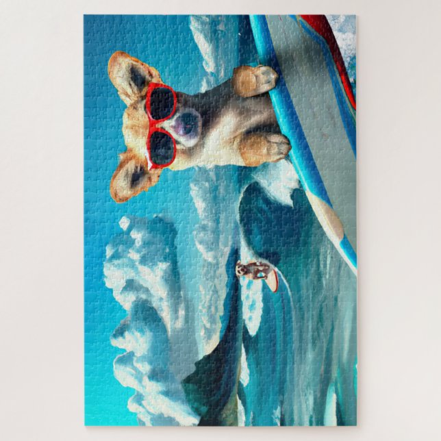 Hunde an Surfbrettern mit Sonnenbrille KI Art (Vertikal)
