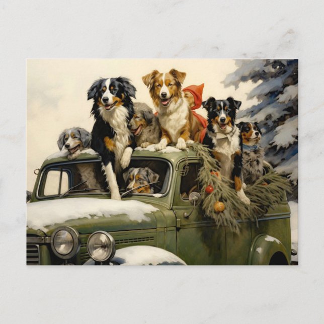 Hunde auf dem Bauernhof Vintag Postkarte (Vorderseite)