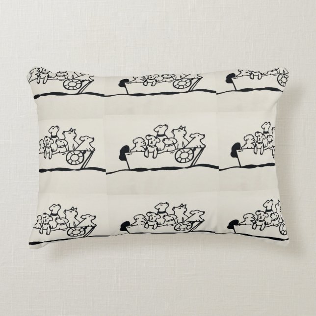"Hunde auf dem Schiff" Kissen von Willowcatdesigns (Vorderseite)