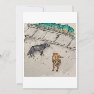Hunde auf der Strasse Grußkarte Einladung