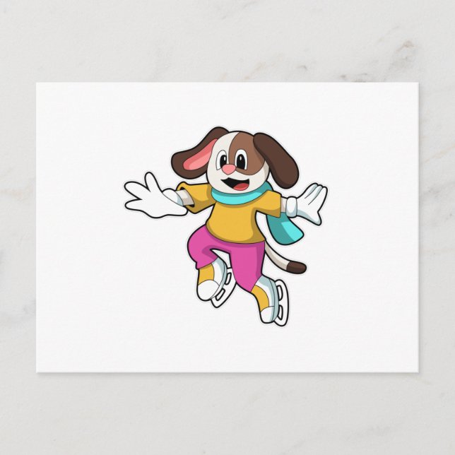Hunde auf Ice-Skaten mit Ice-Skaten Postkarte (Vorderseite)