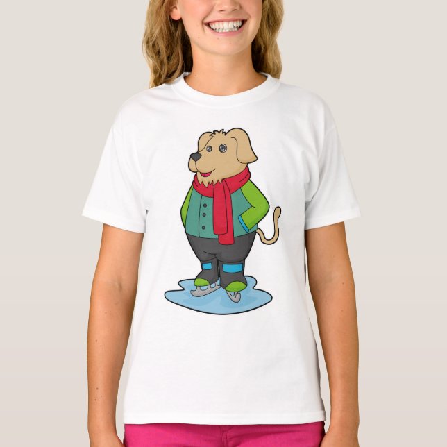 Hunde auf Ice-Skaten mit Ice-Skaten T-Shirt (Vorderseite)