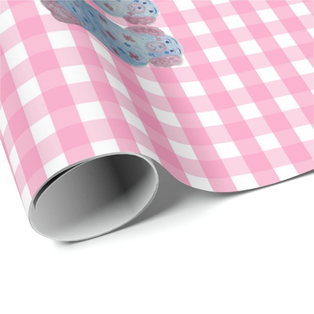Hunde aus Rosa und Blauer Staffordshire Geschenkpapier (Rolleneckpunkt)