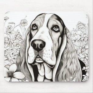 Hunde Basset Hund Friedliche Natur Prärie Sketch Mousepad