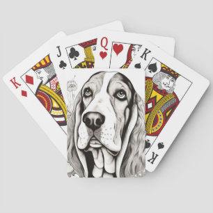 Hunde Basset Hund Friedliche Natur Prärie Sketch Spielkarten