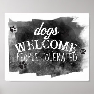 Hunde begrüßen Spaß, graue und weiße Farbstriche Poster