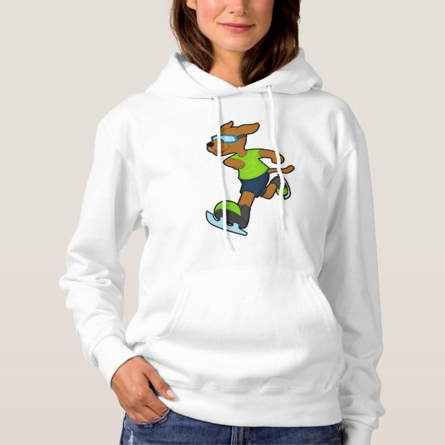 Hunde bei Ice Skaten mit Brille Hoodie (Vorderseite)