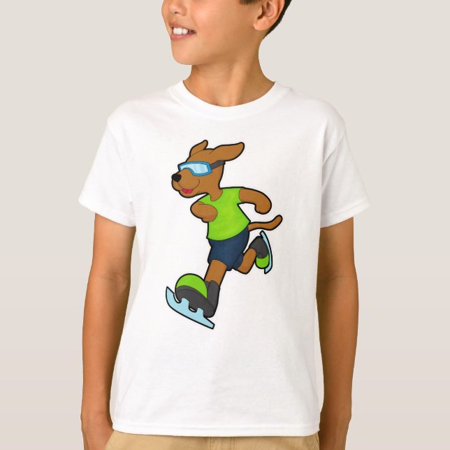 Hunde bei Ice Skaten mit Brille T-Shirt (Vorderseite)