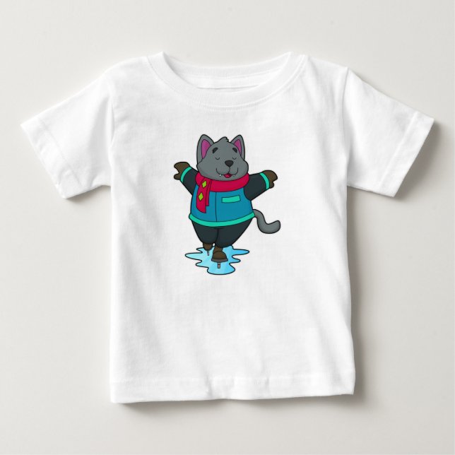 Hunde bei Ice Skaten mit Ice Skate & Scarf Baby T-shirt (Vorderseite)