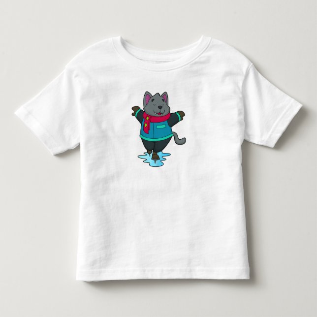 Hunde bei Ice Skaten mit Ice Skate & Scarf Kleinkind T-shirt (Vorderseite)