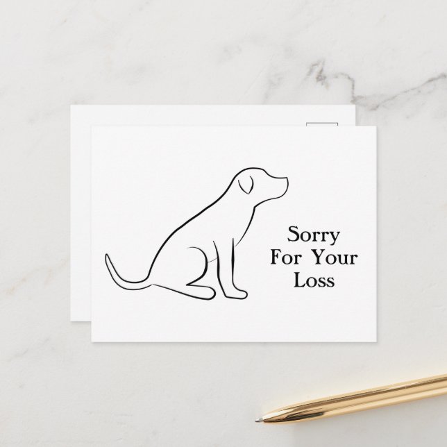 Hunde Beileid Entschuldigung für Ihren Verlust Postkarte (Vorderseite/Rückseite Beispiel)