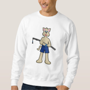 Hunde beim Angeln mit Angelrute & Fisch Sweatshirt