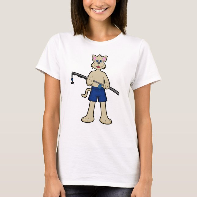 Hunde beim Angeln mit Angelrute & Fisch T-Shirt (Vorderseite)
