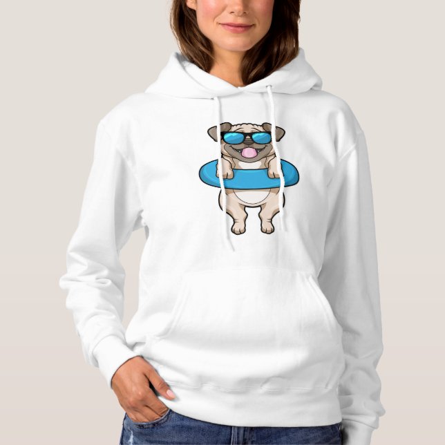 Hunde beim Baden mit Schwimmring & Sonnenbrille Hoodie (Vorderseite)