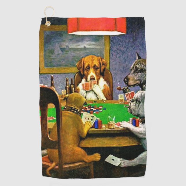 Hunde beim Pokern Golfhandtuch (Vorderseite)