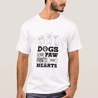 Hunde Blätter Paw Prints auf Ihrem Herzen Niedlich T-Shirt