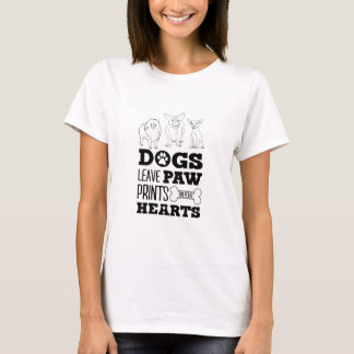 Hunde Blätter Paw Prints auf Ihrem Herzen Niedlich T-Shirt