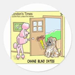 Hunde-Blind Dates Lustige Hunde-Cartoon-Geschenke  Runder Aufkleber