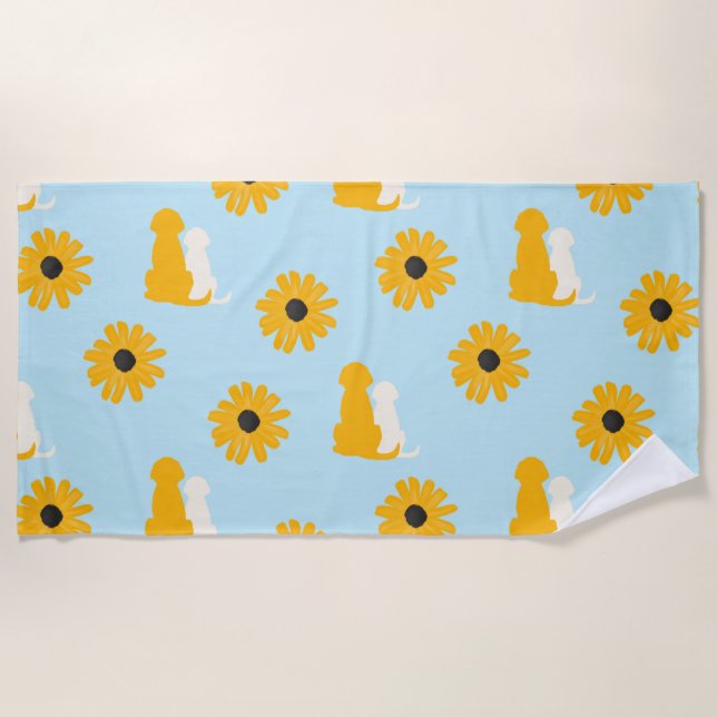 Hunde, Blume, Badetücher für Hunde Strandtuch (Vorderseite)