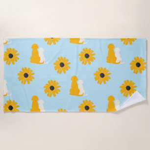 Hunde, Blumen, Hundebad Strandhandtuch