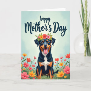 Hunde-Blumen-Muttertag-Illustrationskarte Karte
