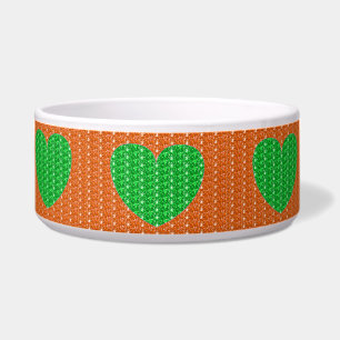 Hunde Bowl Orange Green Heart Glitzer Napf