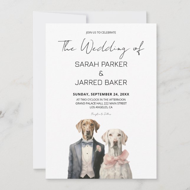 Hunde Braut & Groom Hochzeit Einladung (Vorderseite)