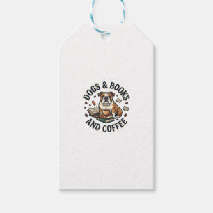 Hunde Bücher Kaffee Bulldogge Stapel Tasse_1 Geschenkanhänger