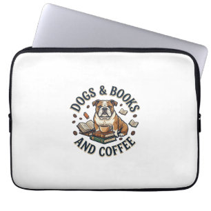 Hunde Bücher Kaffee Bulldogge Stapel Tasse_1 Laptopschutzhülle
